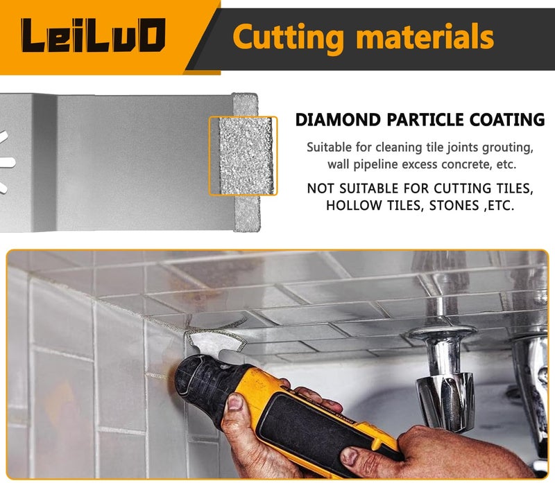 LEILUO 6Pcs Diamond Oscillating Multi Tool Blades Kit for Grout Removal Fit DeWalt Milwaukee Makita Ryobi and More - Image 3